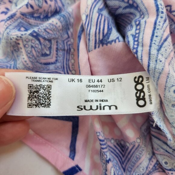 NWT Asos Design Halter Tiered Beach Sundress Pink Bandana Print US 12 - Picture 8 of 9